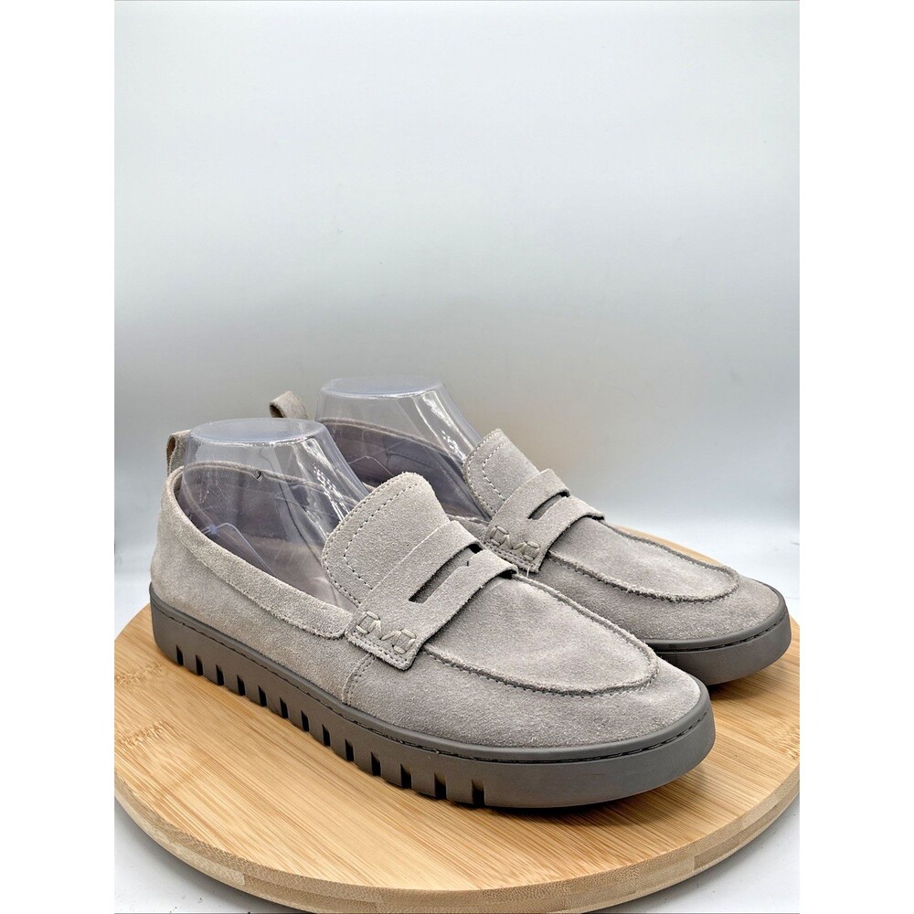 Vionic Uptown Penny Loafer Gray Suede Comfort Shoes 10 Wide Orthotic Classic